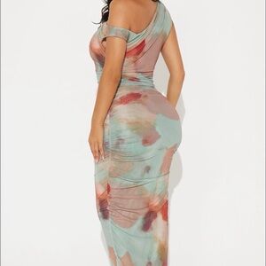 Fashion Nova One Shoulder Multicolor Dress